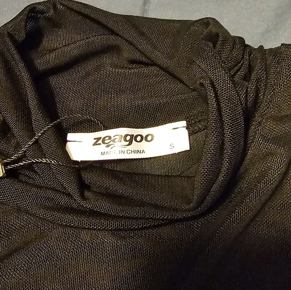 Zeagoo Womens Mesh Sheer Long Sleeve Top Mock Turtle Neck See Though Size Small - Picture 7 of 7